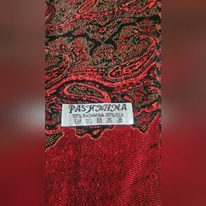 Red and Black Paisley Pashmina Silk Scarf